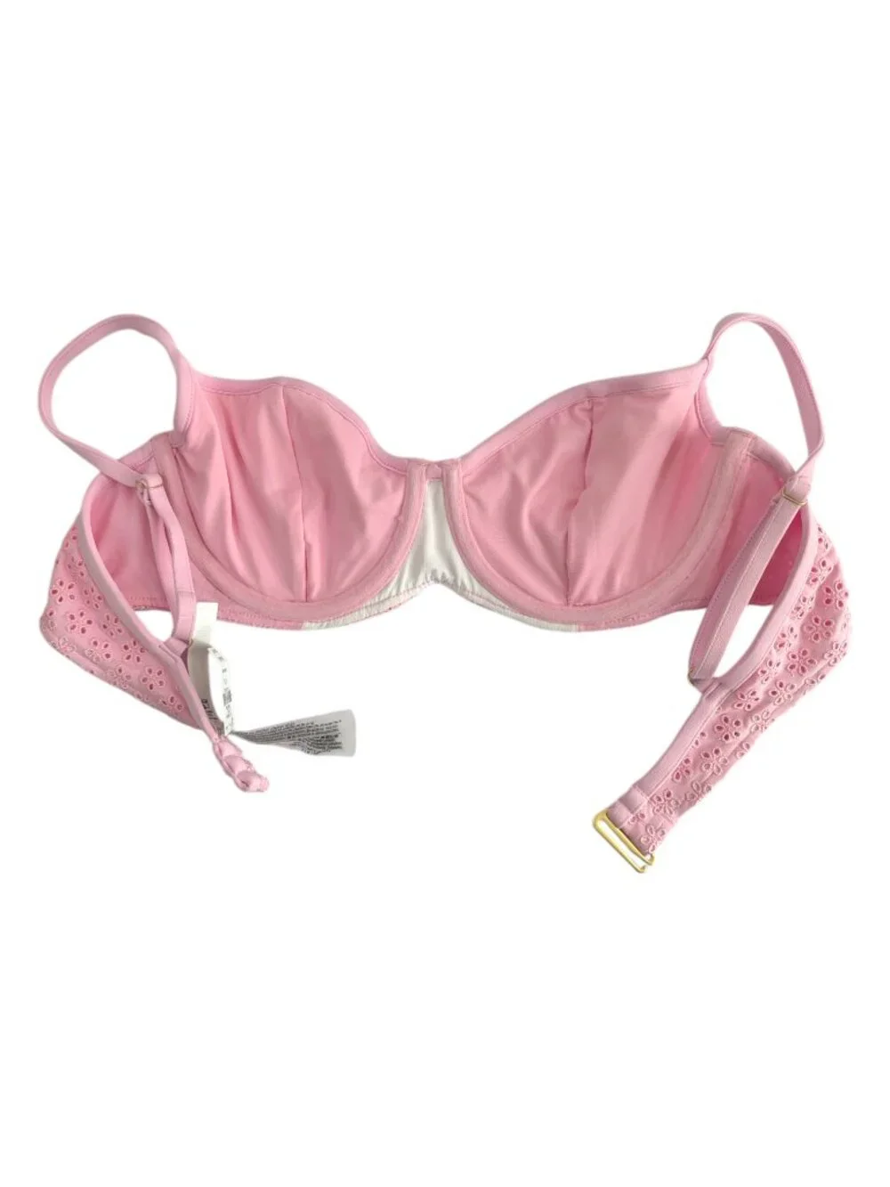PINK X Frankies Bikinis Eyelet Bikini Set Pink Underwire Lace Cheeky Size L